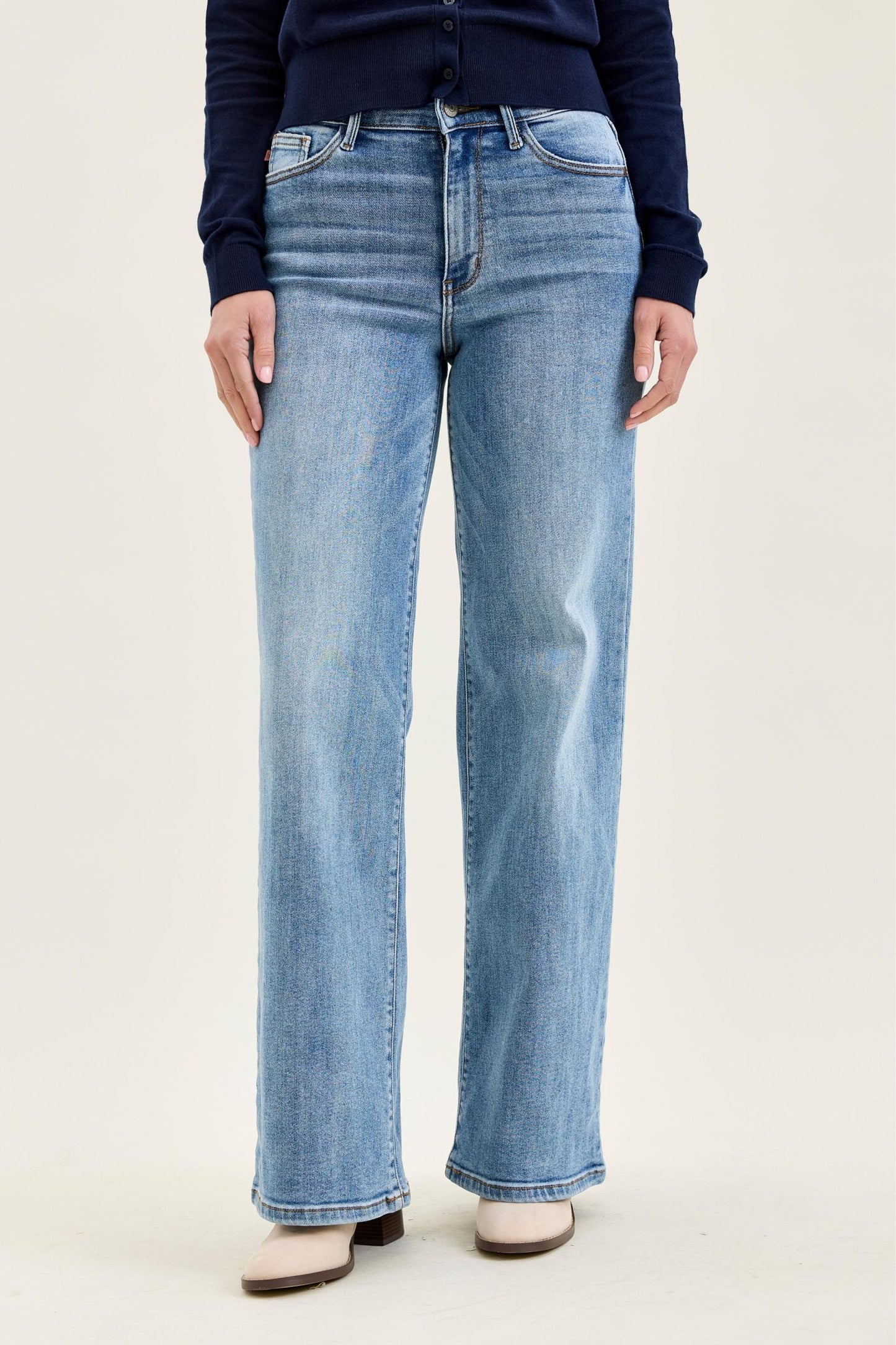 Judy Blue High Waist Vintage Wash Wide Leg Jeans