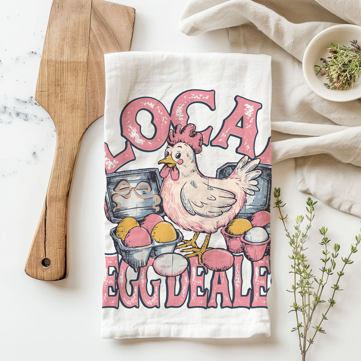 Pink coral eggs Easter towel chicken egg dealer
Yellow gold eggs kitchen towel chicken farm humor
Speckled eggs Easter towel chicken egg dealer spring
Vintage font kitchen towel chicken eggs farm humor
spring farmhouse decor kitchen towel
easter towel with chicken design