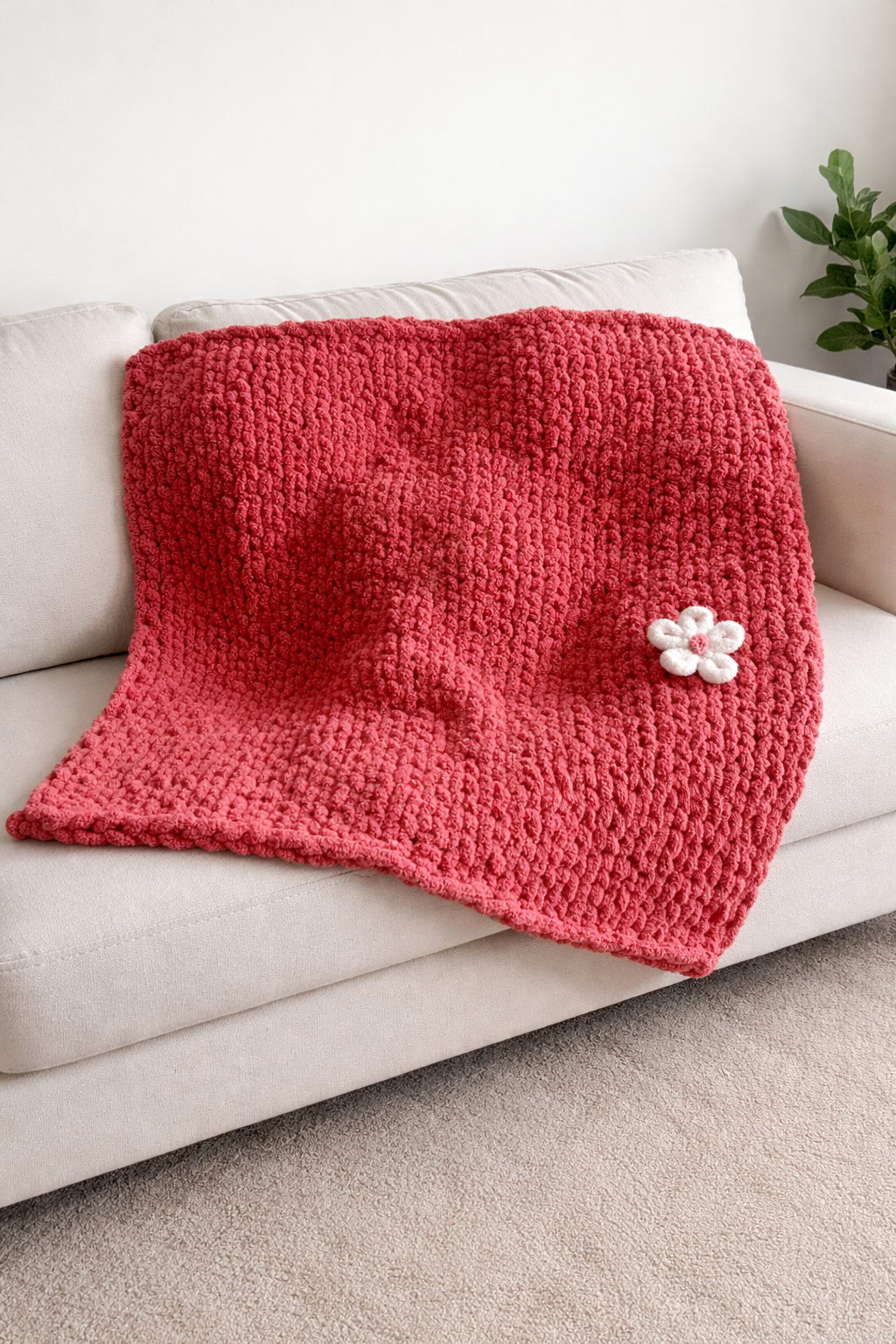 Maui Bloom Chunky Knit Throw Blanket – 42x40”