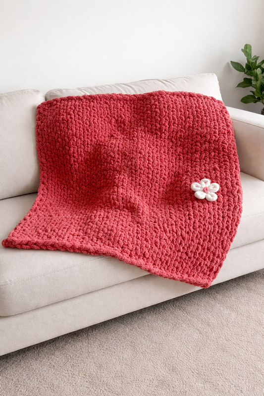 Maui Bloom Chunky Knit Throw Blanket – 42x40”