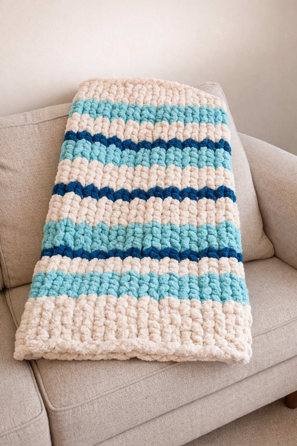 Sea Glass Horizon Chunky Chenille Throw