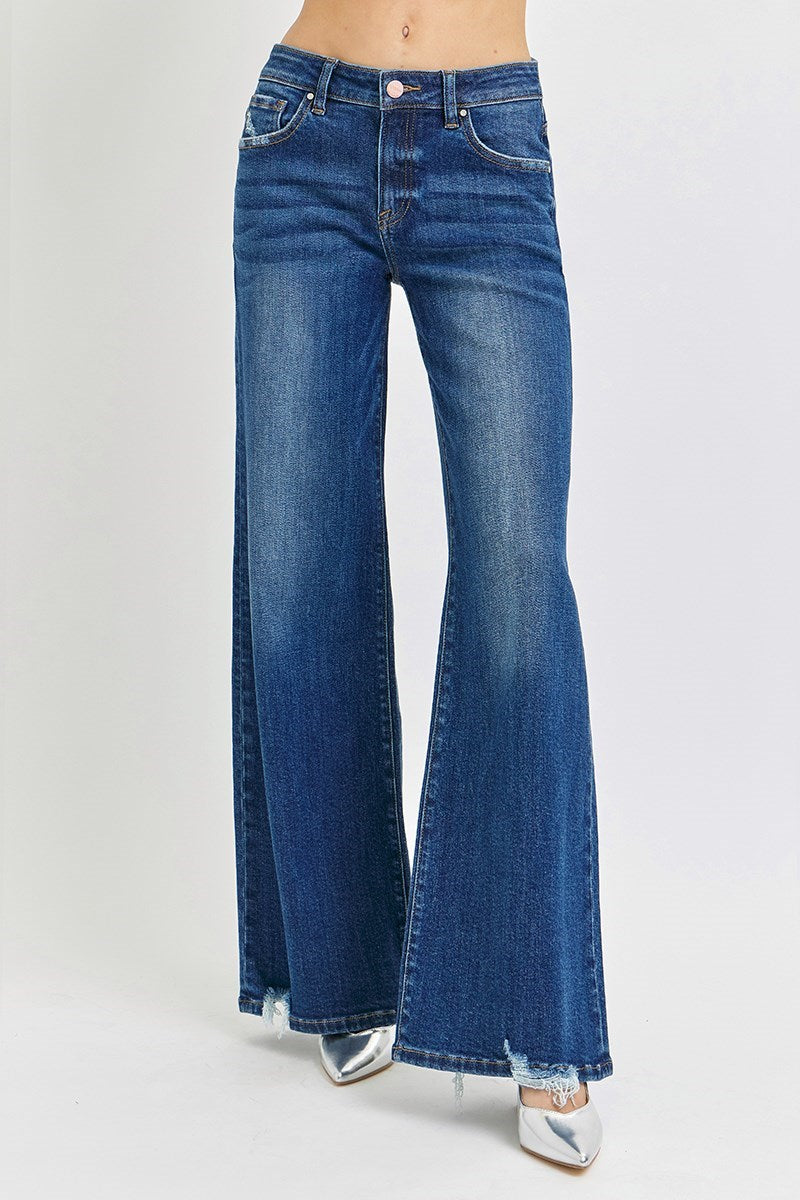 PreOrder - Risen MidRise Wide Leg Jeans