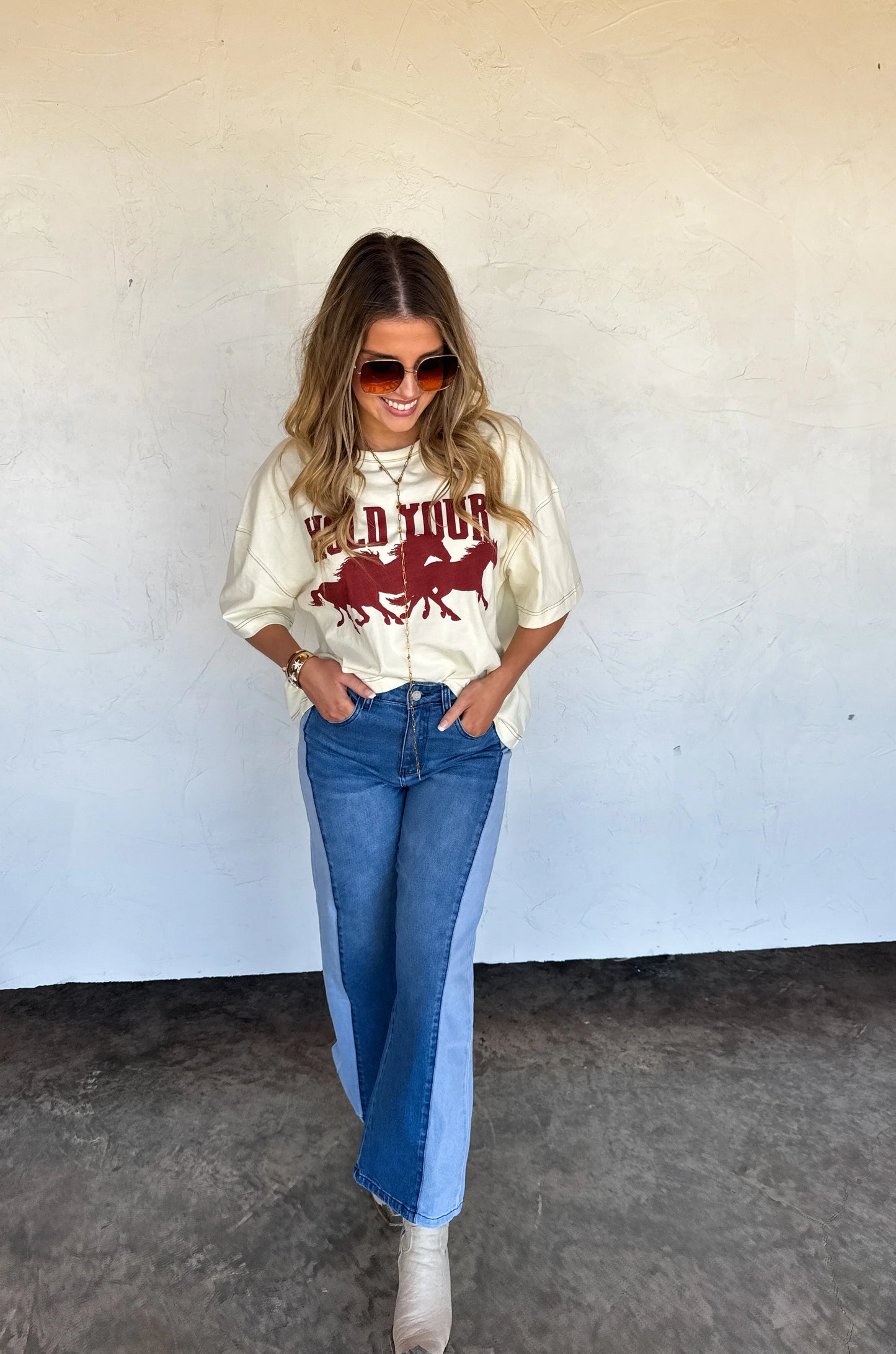 PREORDER- TWO TONE DENIM JEANS