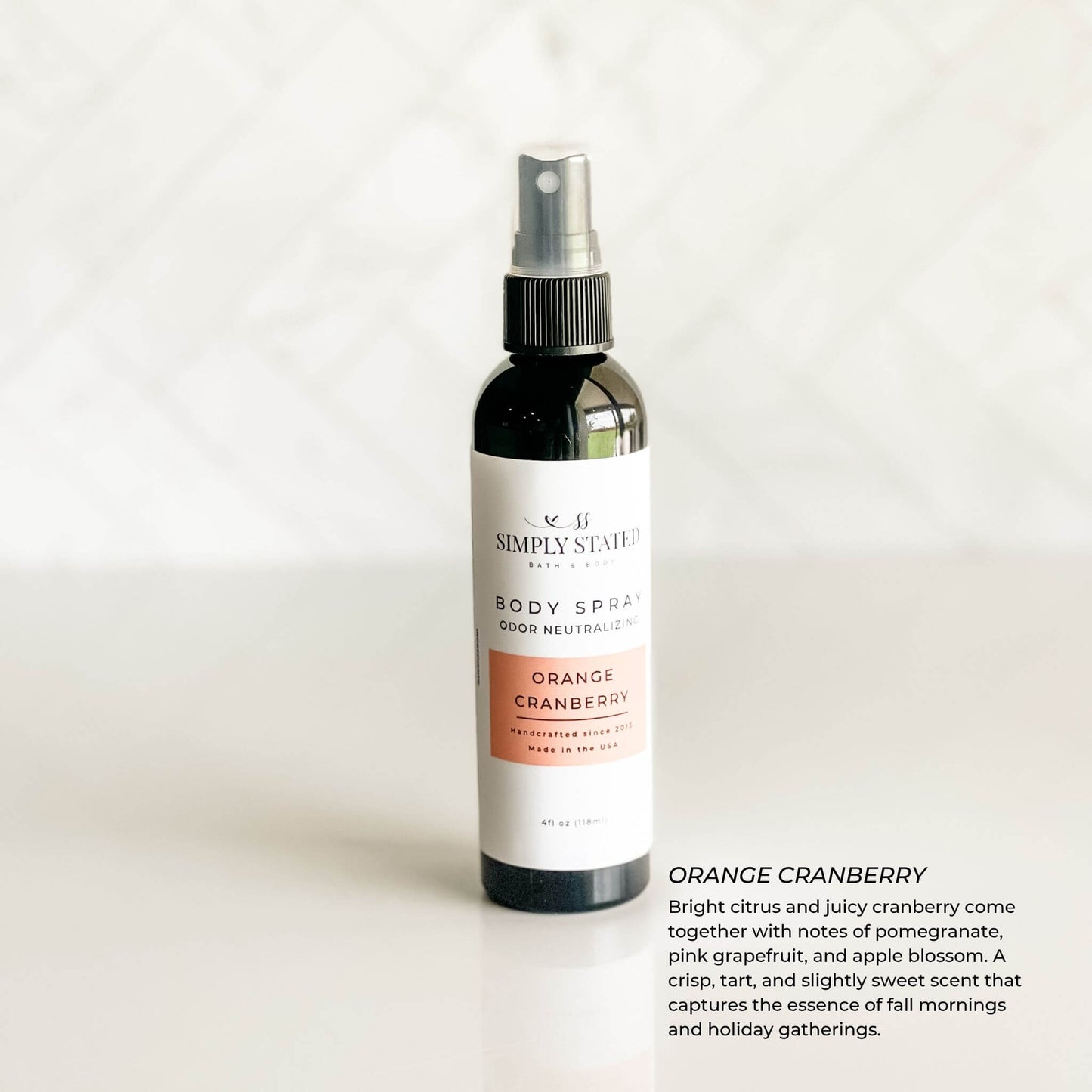 Orange Cranberry Fall Body Spray with bright, tart citrus scent description
