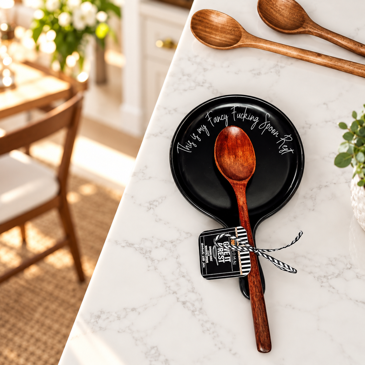 Premium kitchen organization
Luxury cooking tools
Modern black kitchen
Contemporary spoon rest
Special edition ceramics
Distinctive kitchen art