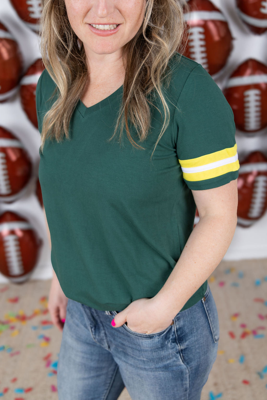 IN STOCK GameDay Tessa Short Sleeve Top - Green Bay