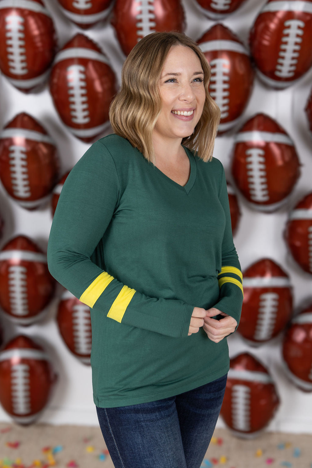 IN STOCK GameDay Larissa Long Sleeve Top - Green Bay