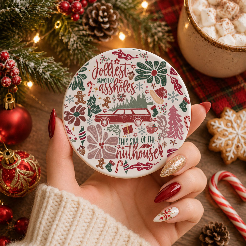 Christmas drinkware accessories for festive homes
Holiday themed coaster for coffee wine and cocktails
Christmas tabletop accessories for entertaining guests
Festive ceramic coaster for Christmas party hosting
