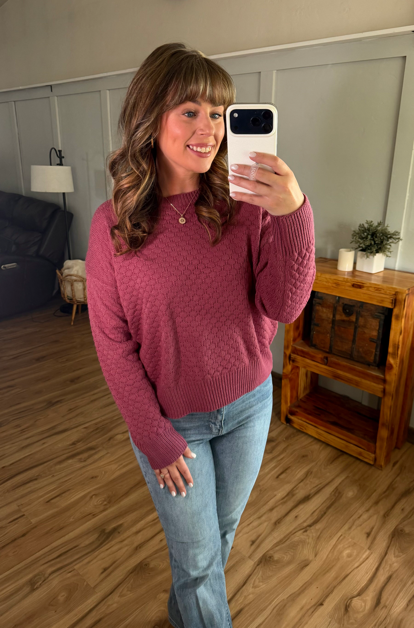IN STOCK Gianna Pullover Sweater - Raspberry