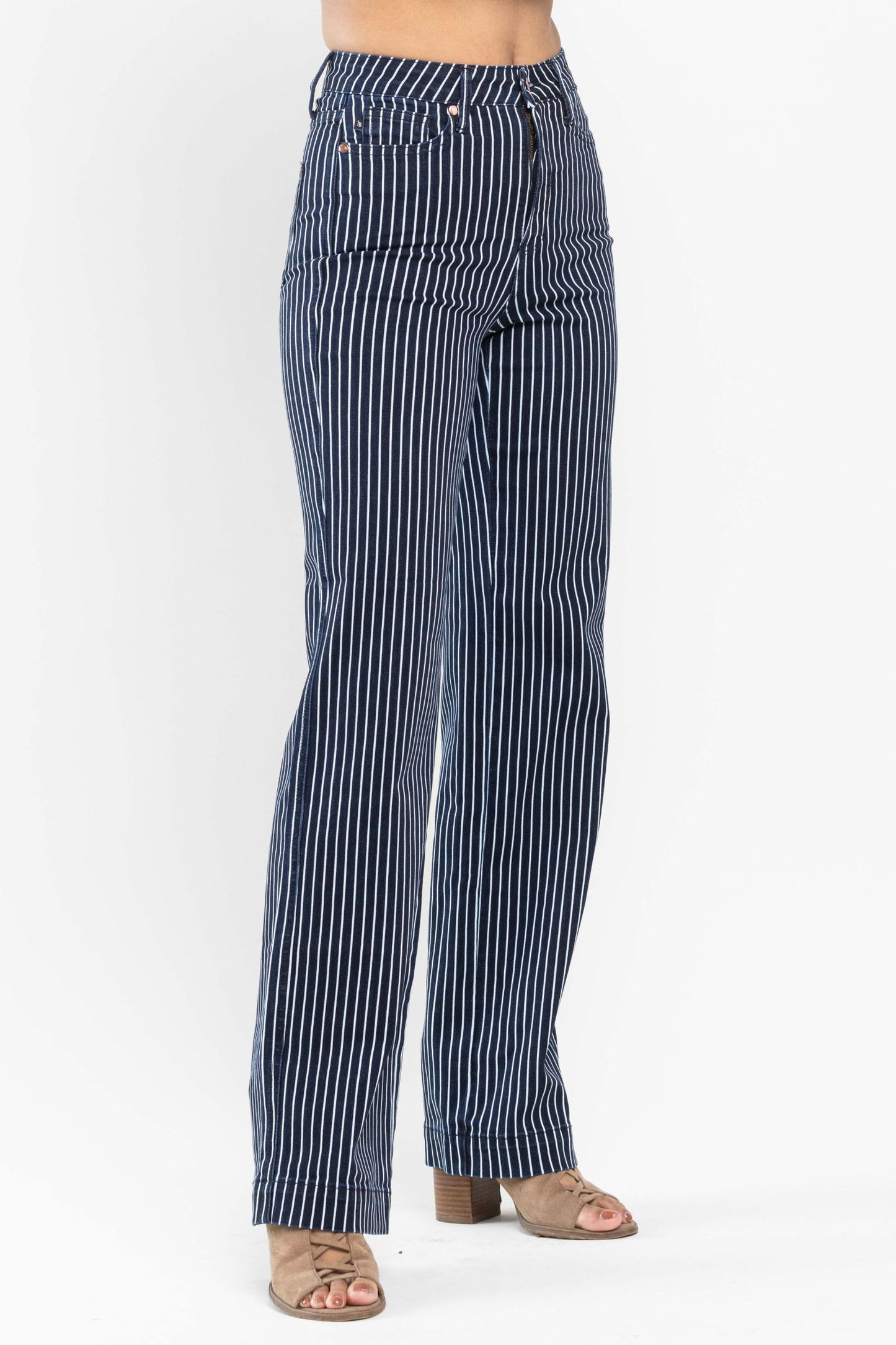 Judy Blue High Waist Tummy Control Striped Straight Jeans