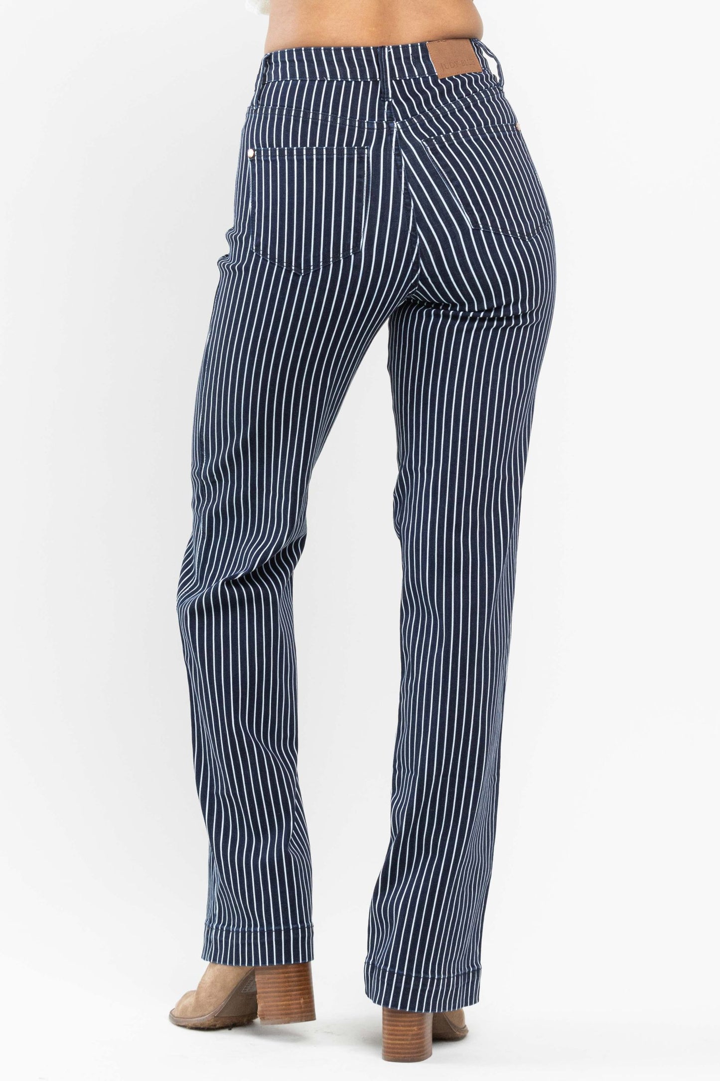 Judy Blue High Waist Tummy Control Striped Straight Jeans