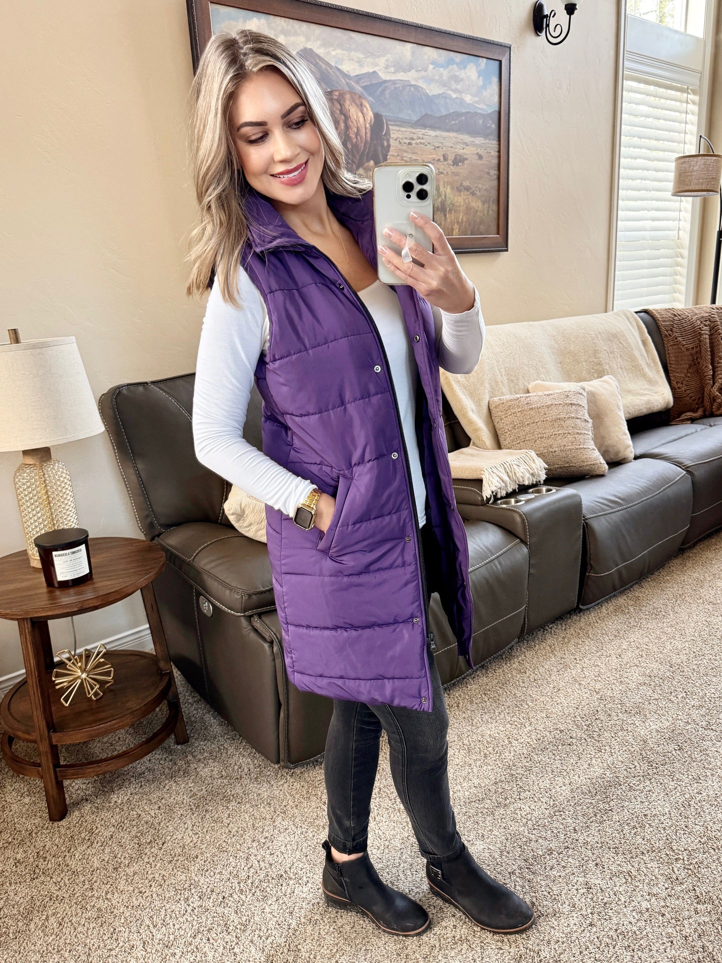 IN STOCK Harlow Long Vest - Purple