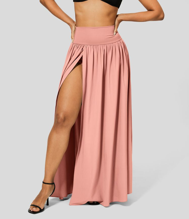 Halara Breezeful™ High Waisted Plicated Split 2-in-1 Flowy Quick Dry Maxi Casual Skirt