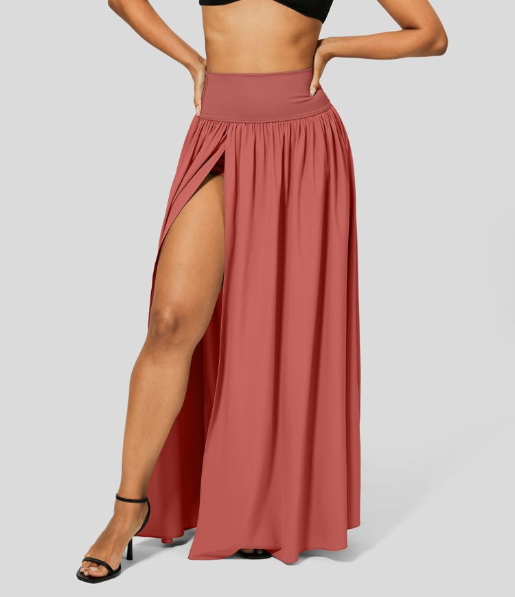 Halara Breezeful™ High Waisted Plicated Split 2-in-1 Flowy Quick Dry Maxi Casual Skirt