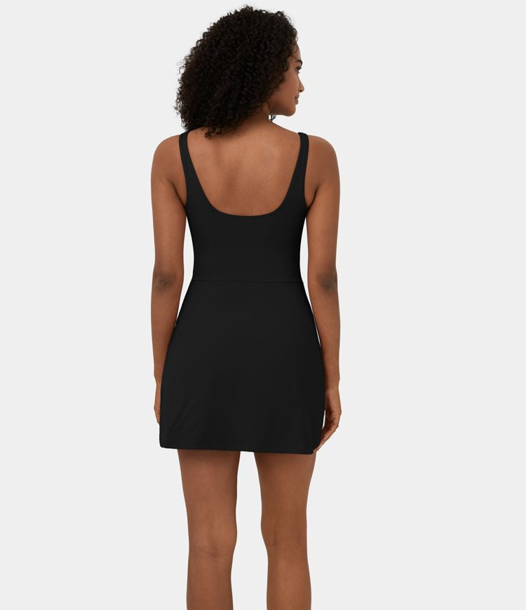 Halara Cloudful™ Fabric Deep V Neck Backless U Back Split Hem 2-in-1 Side Pocket Mini Tennis Dress