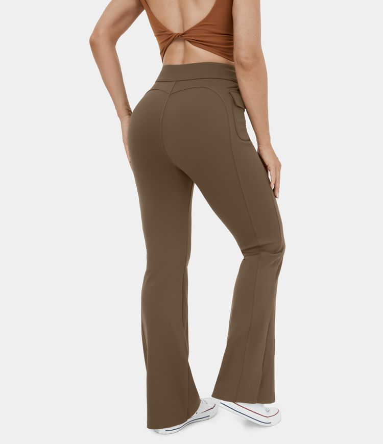 Halara High Waisted Button Side Flap Pocket Flare Casual Cargo Pants - Plus Sizes