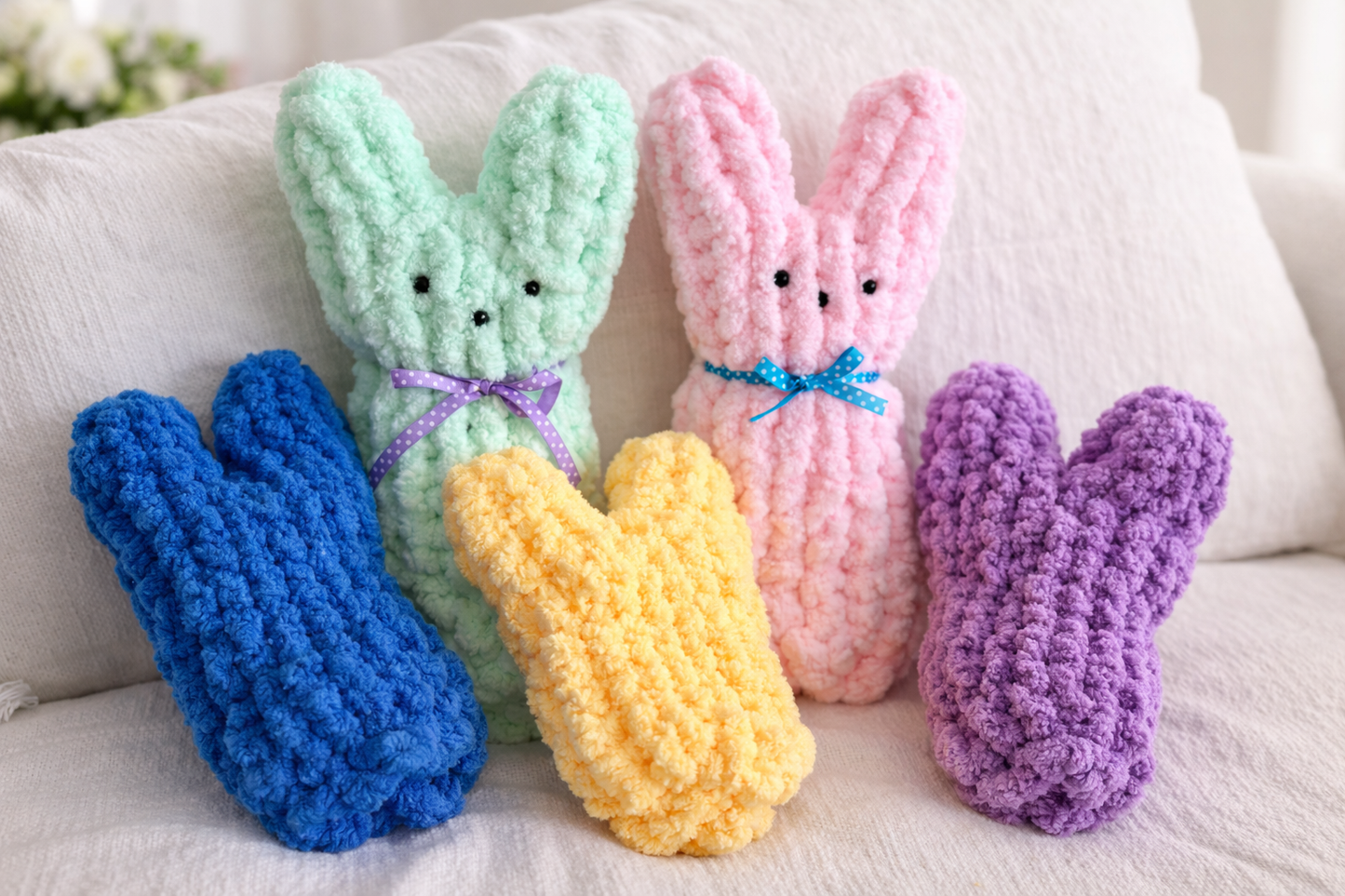 Chunky Hand Knit Bunny Plush – 14”