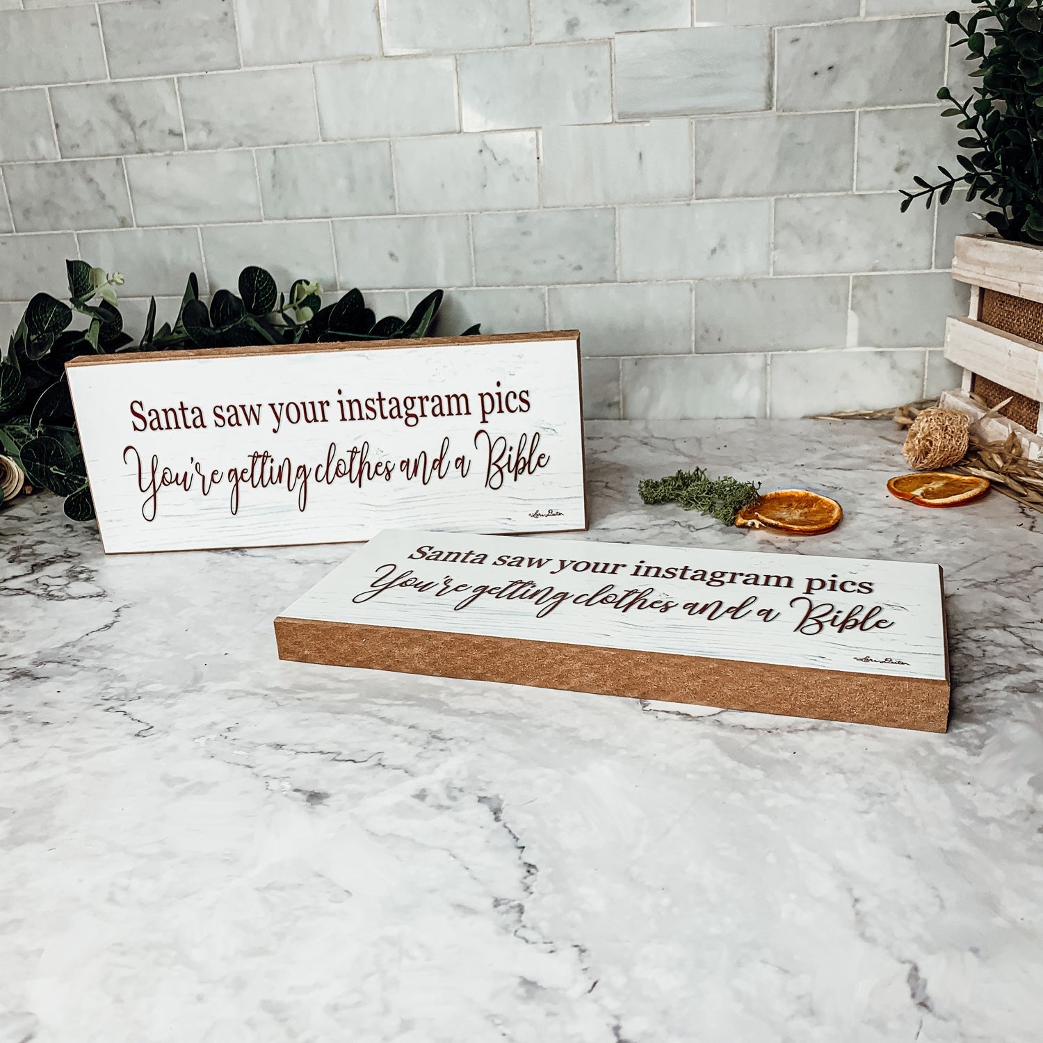 Funny Christmas Signs Wooden - Santa Saw your instagram pics