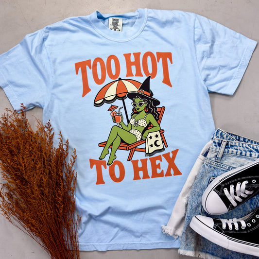 Too Hot To Hex Witch Halloween Tee