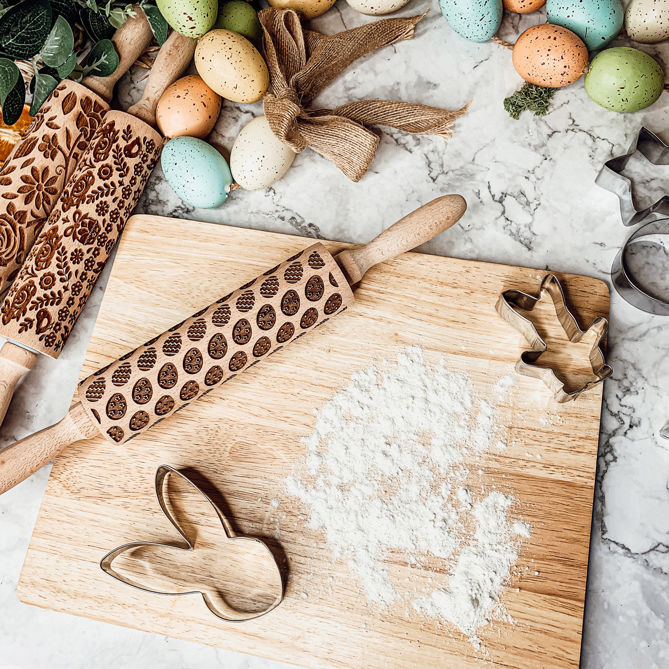 Embossed Easter Rolling PIns, Easter Egg Rolling Pins