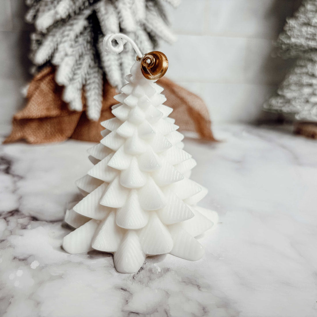 White Christmas Tree Shaped Wax Candles. 
Modern Holiday paraffin candle
christmas tree shaped candles
christmas tree shaped taper candles