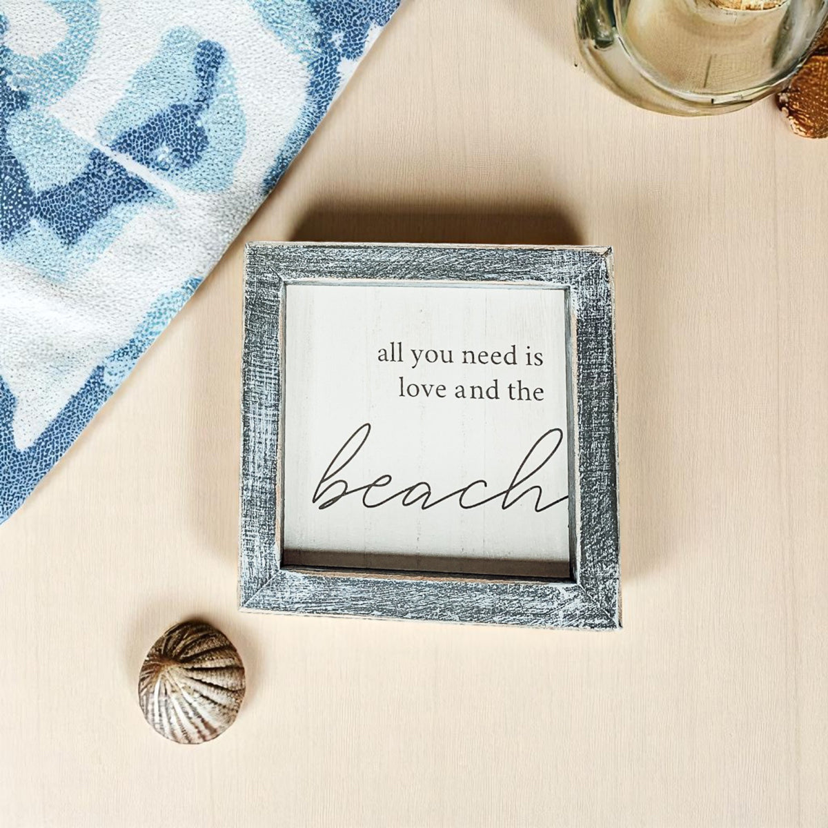 Beach House Wall Art | 5x5 Wood Frame Sign | Nautical Room Decor