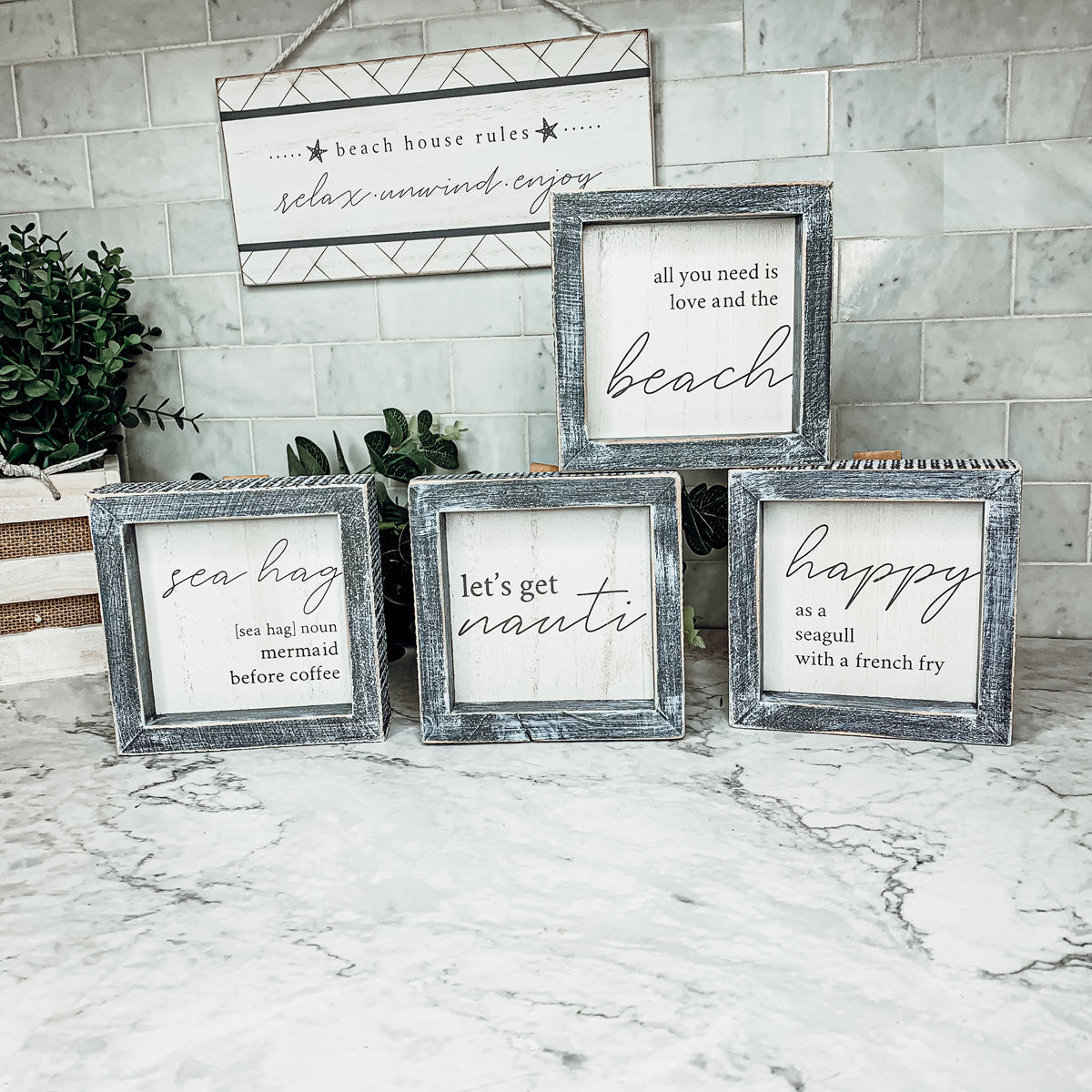 Nautical decor
Beach house signs
Coastal wall art