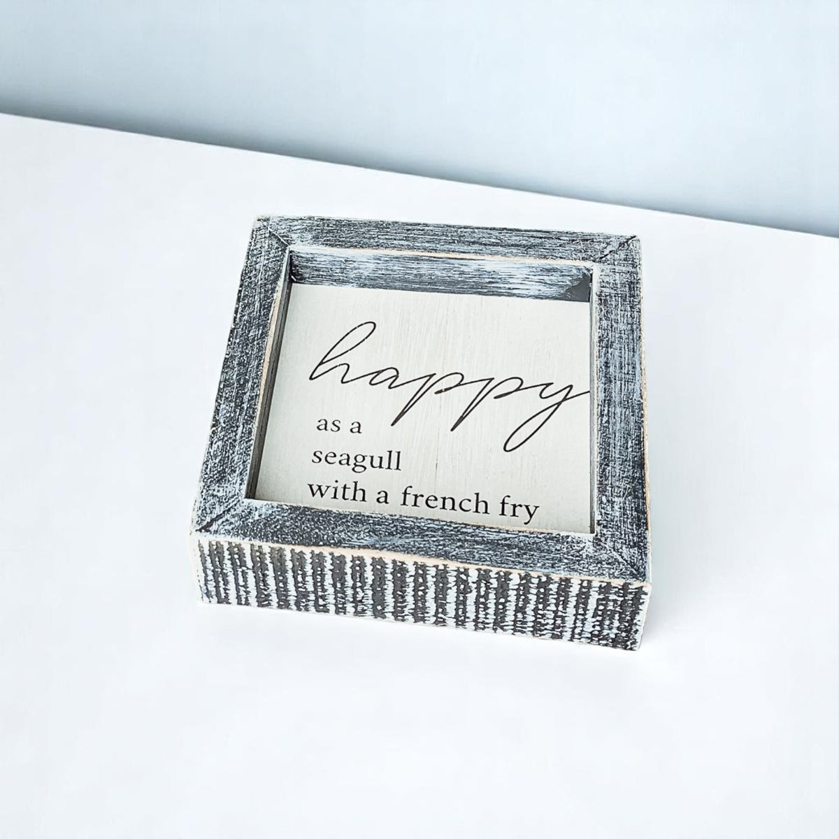 Coastal farmhouse decor with seagull typography