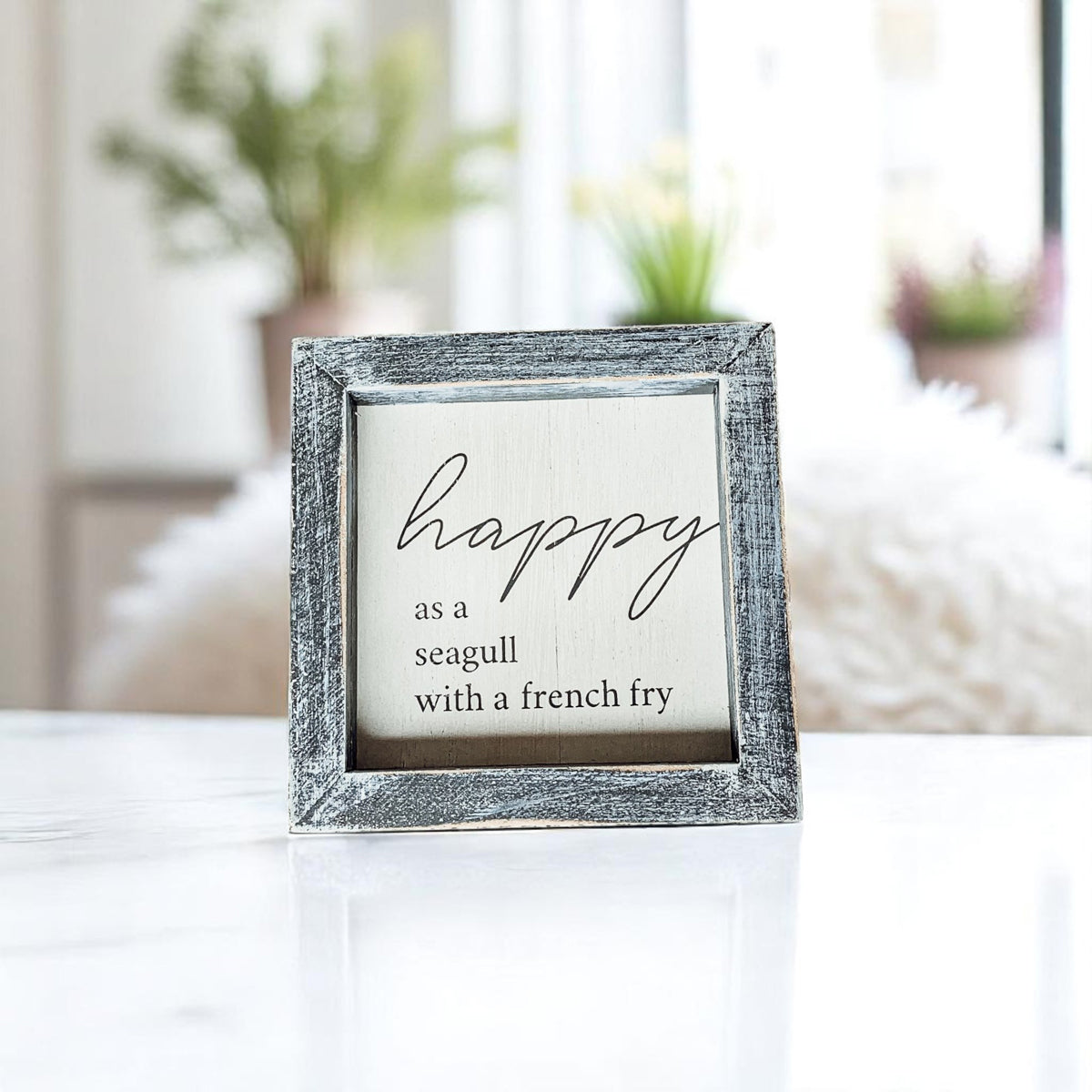 Nautical pun sign with coastal farmhouse aesthetic"