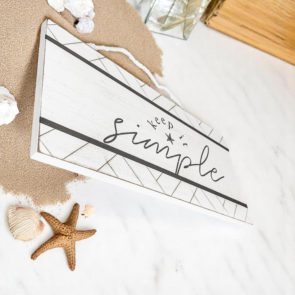 Minimalist beach house sign with modern typography