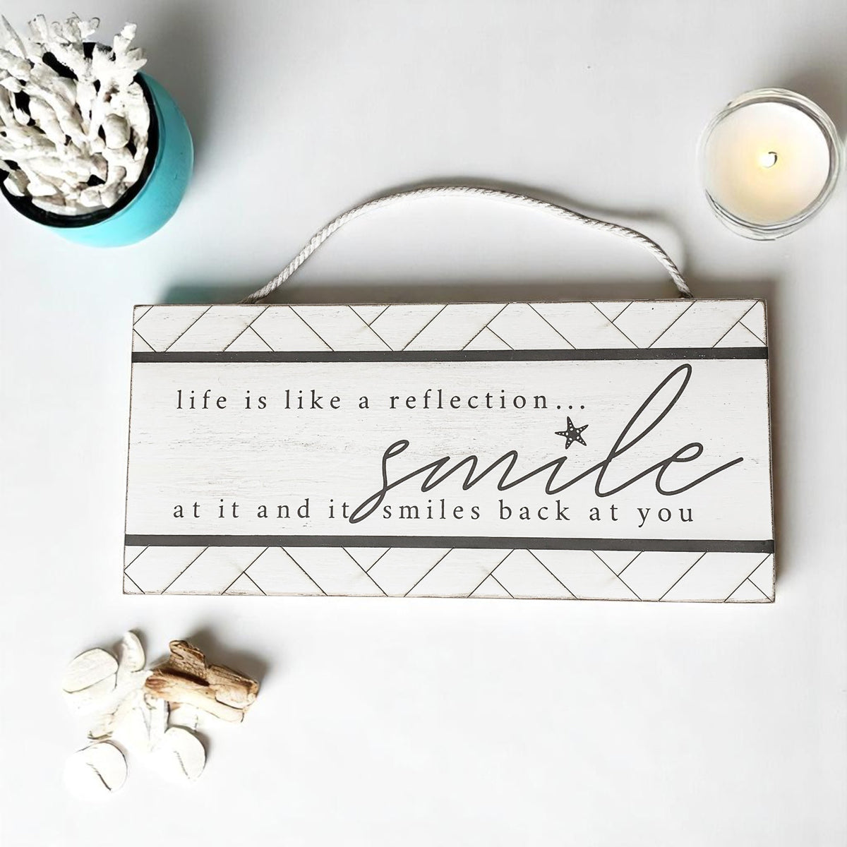 Beach house wall sign with modern typography design