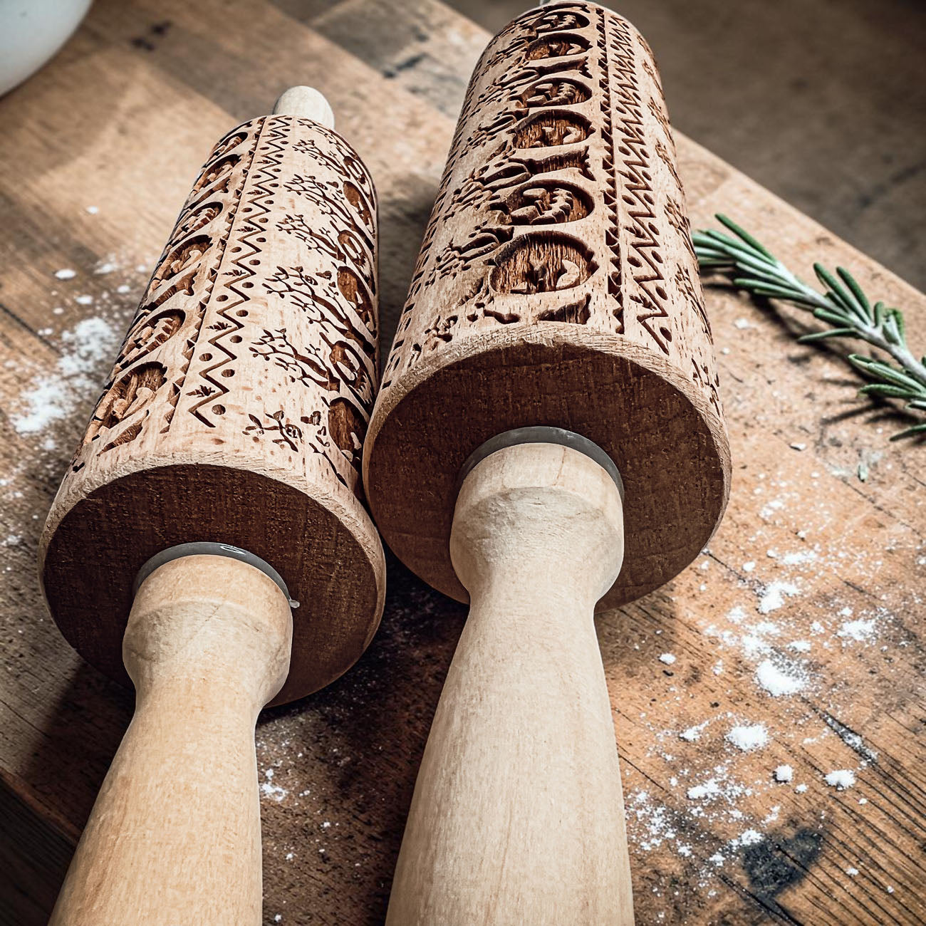 Halloween pumpkin rolling pin close up detail
embossed cookie dough rolling pin Halloween design
wooden rolling pin with engraved pumpkins
Halloween baking rolling pin on marble countertop
pumpkin pattern dough roller rustic kitchen
Halloween cookie roller with detailed imprint