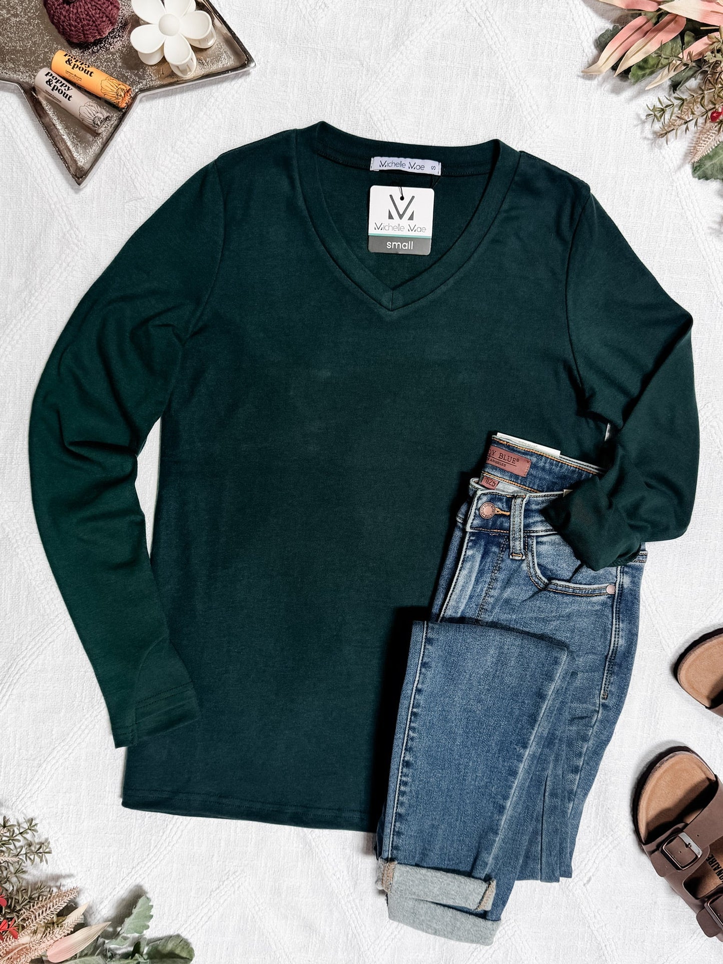 IN STOCK Leah Long Sleeve Top - Evergreen