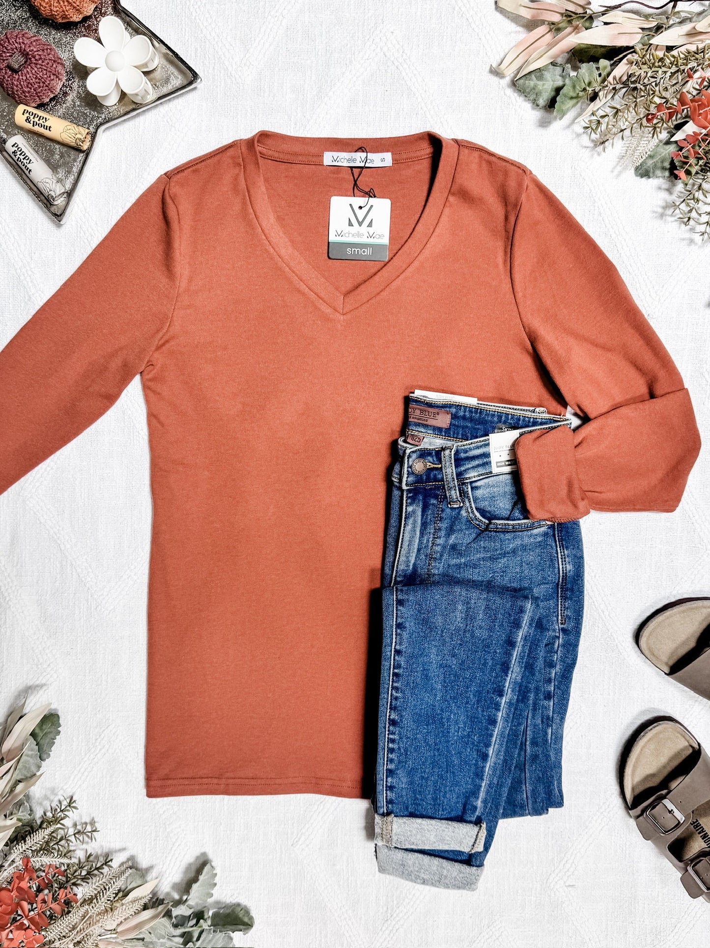 IN STOCK Leah Long Sleeve Top - Pumpkin