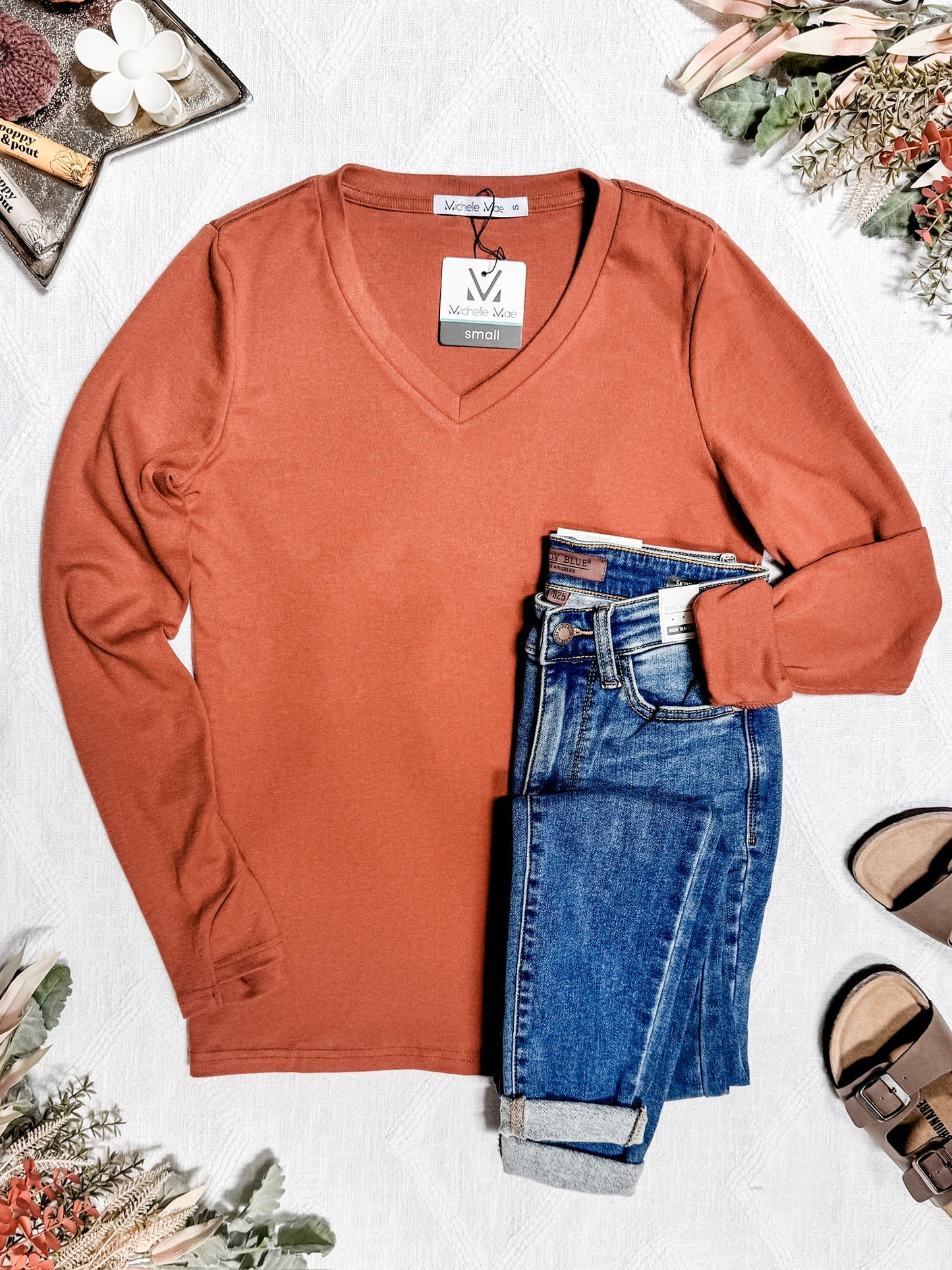 IN STOCK Leah Long Sleeve Top - Pumpkin