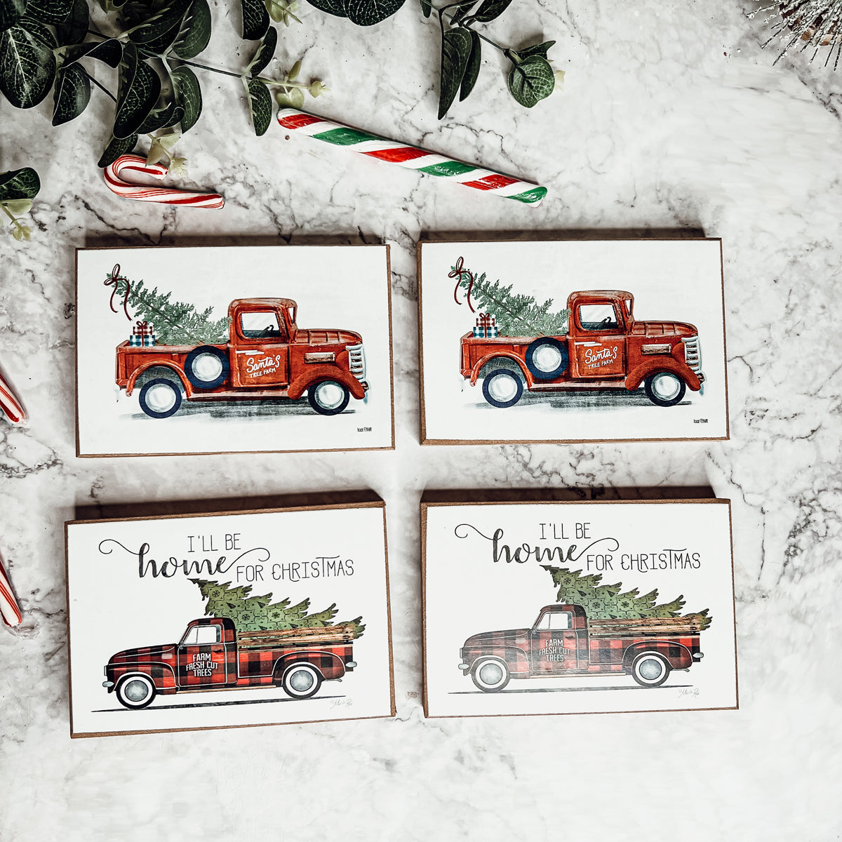 Vintage Red Truck Christmas Decor Sign Choices