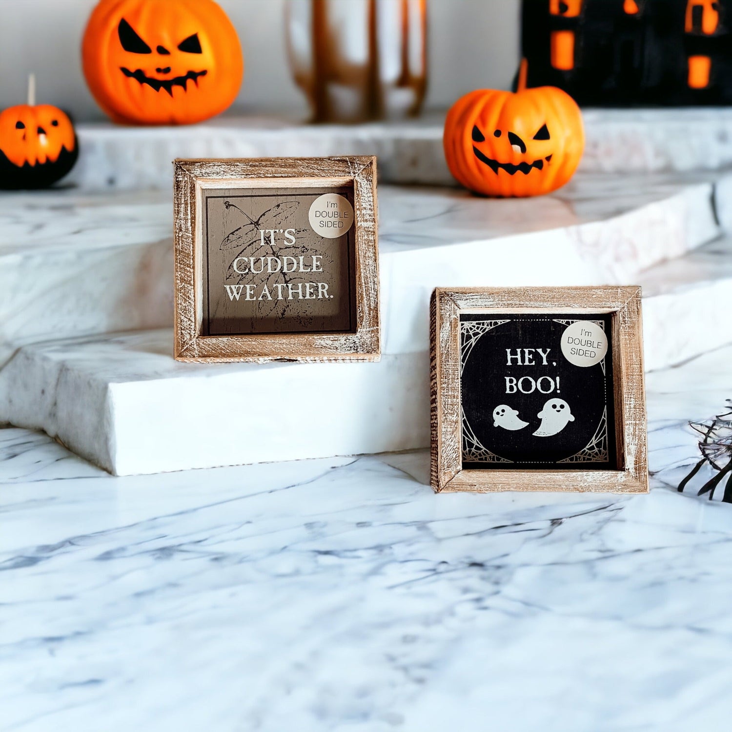 Cute Halloween birthday Gifts, Double-Sided Seasonal Signs Wooden