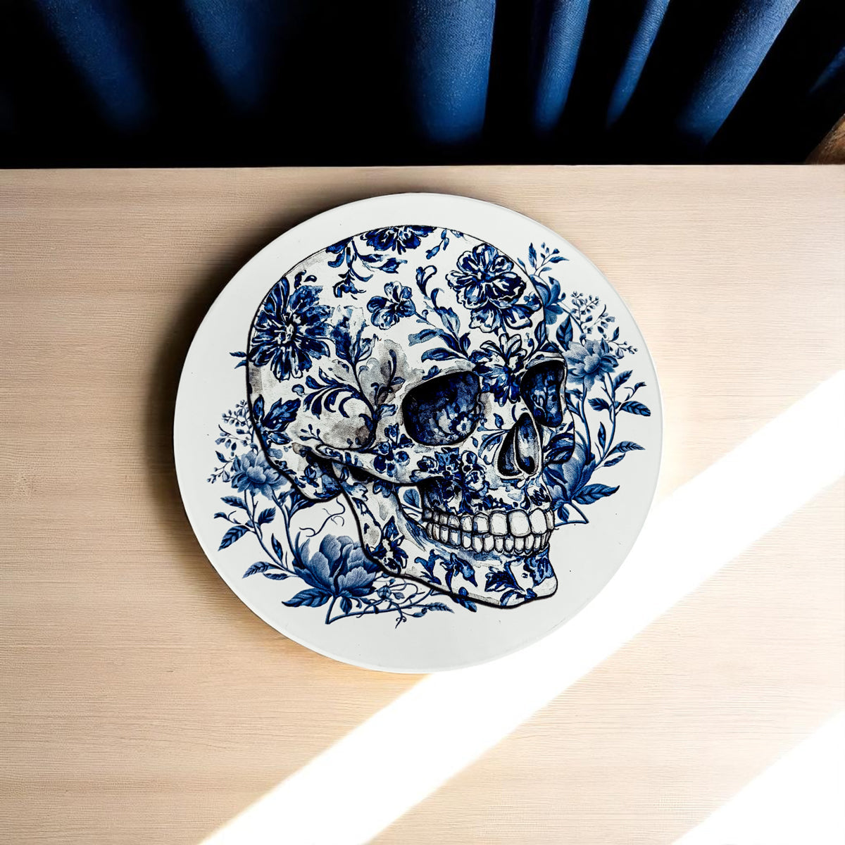 Designer skull home accessories
Blue and white owl Halloween decor
Chinoiserie Halloween drinkware