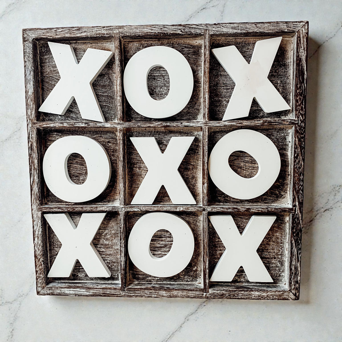 Handmade wooden tic tac toe board for coffee table
Rustic farmhouse tic tac toe game decor
Wooden XO game board home decor
Distressed wood tic tac toe tabletop game
Farmhouse style game board decoration