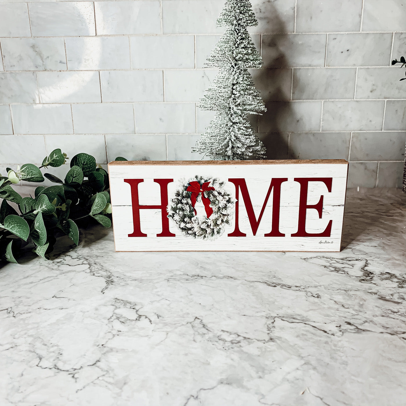White and Red Holiday Home Decor Signs