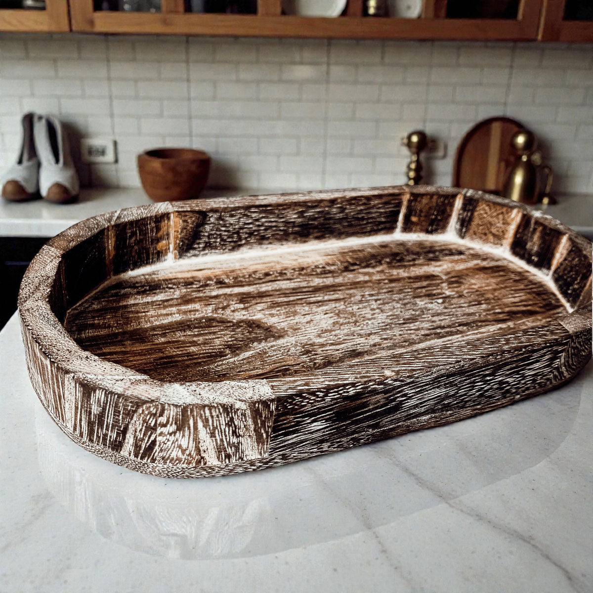 Natural wood trinket dish handmade home organization
Distressed wood oval tray bathroom counter organizer
Lightweight wooden jewelry holder tray rustic finish