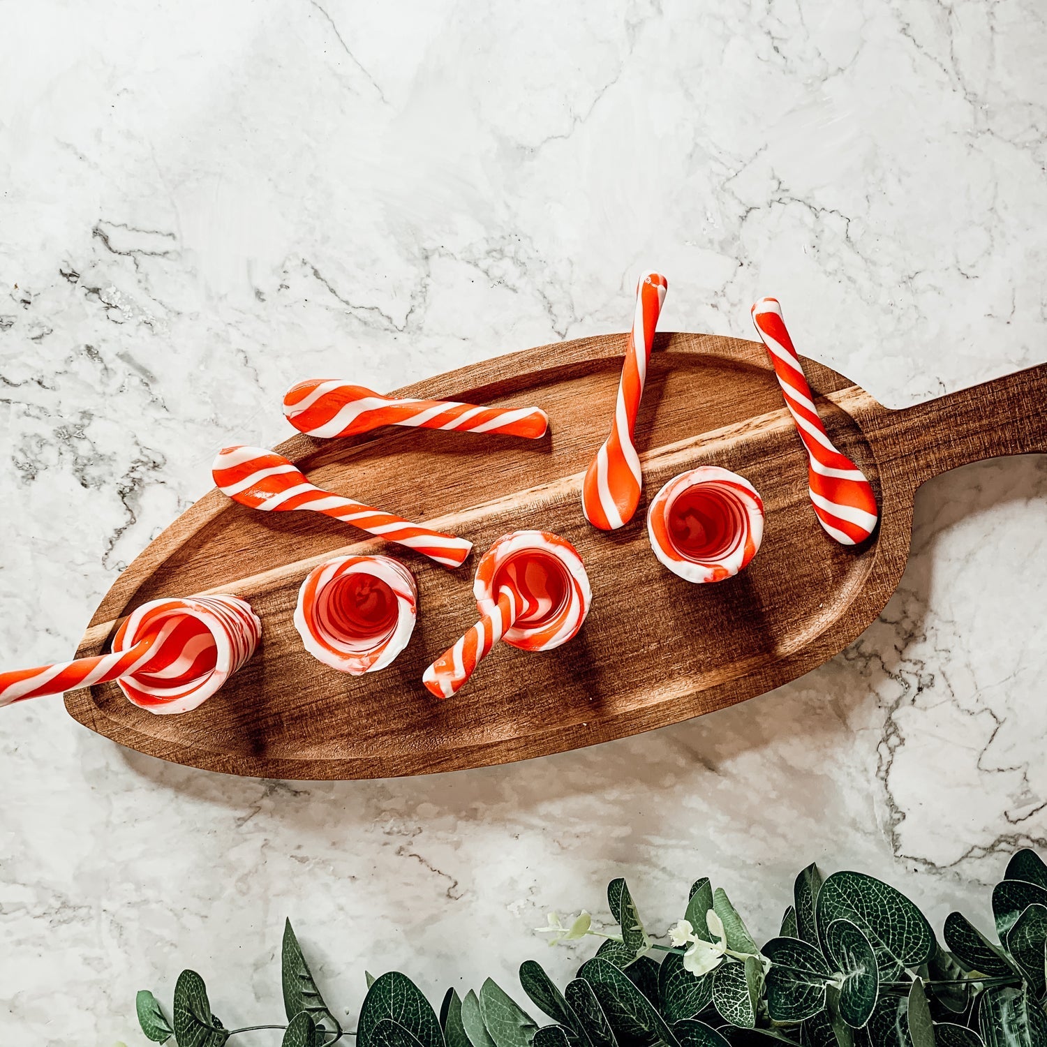 Candy Cane Shot Glasses & Candy Cane Spoons