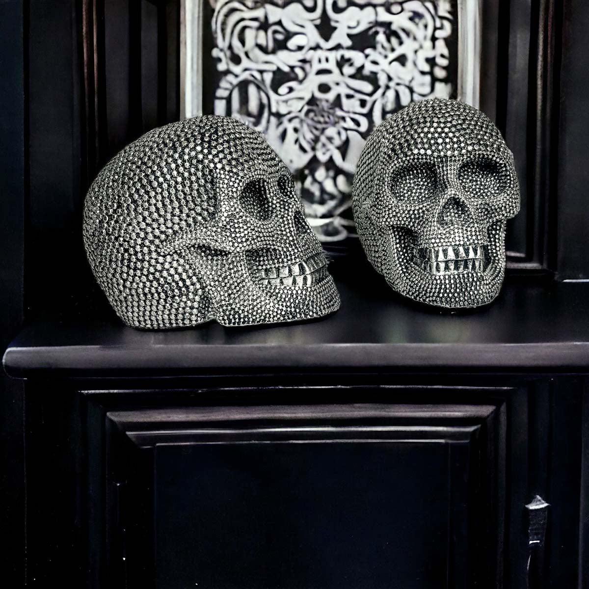 modern halloween decor skull
spooky glam decor aesthetic
gothic luxury halloween decor
sparkling skull figurine
metallic skull decor
high end halloween decor
luxury spooky skull statue
decorative gothic skull
glam skull centerpiece
silver gothic decor
gold gothic decor