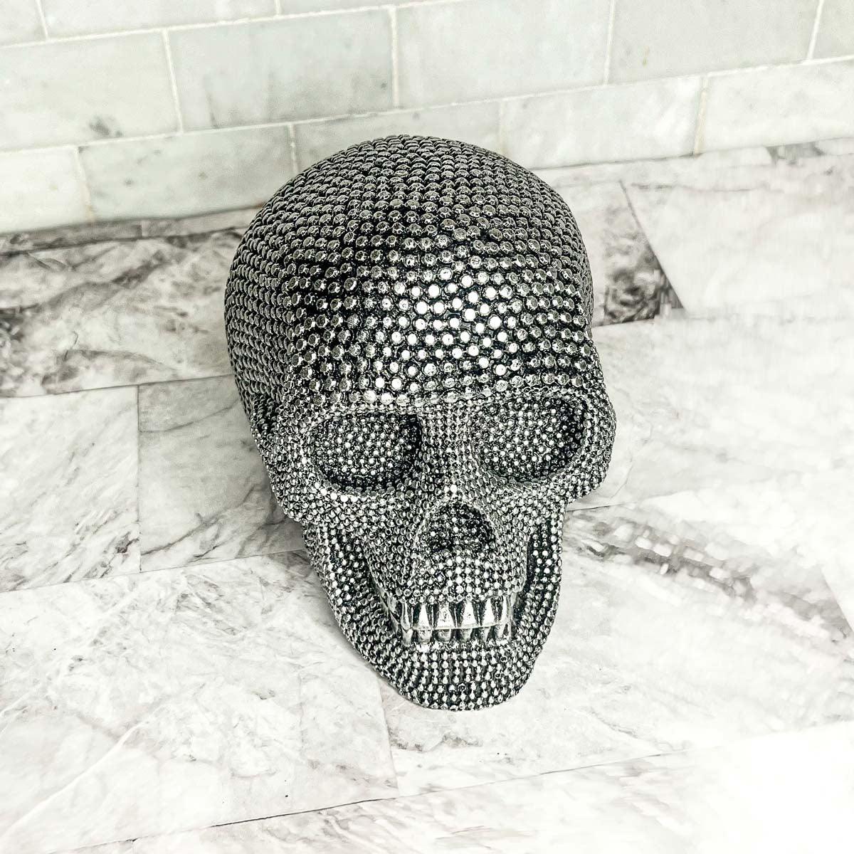 glam skull decor
gold skull figurine
silver skull figurine
rhinestone skull decor
luxury halloween skull
gothic glam skull decor
decorative resin skull statue
sparkly skull halloween decor