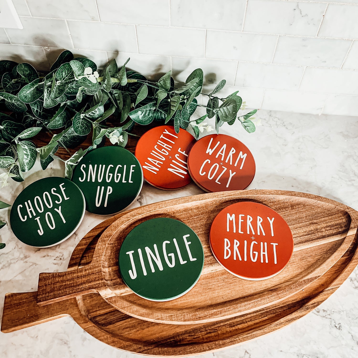 Unique Christmas COuntertop Decor and Party Coasters