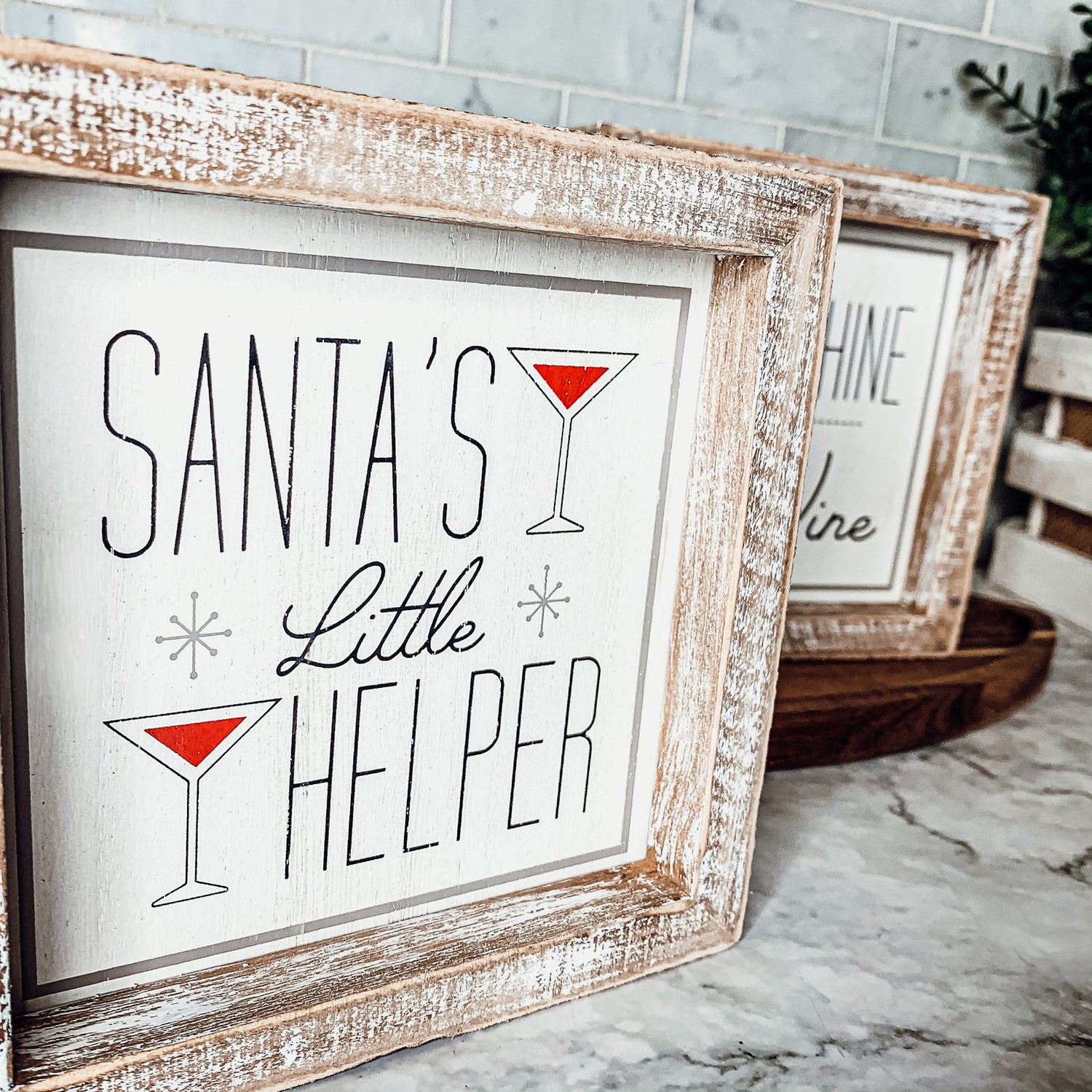 Santa's Little Helper Wooden Sign, Funny Christmas Wine Gifts