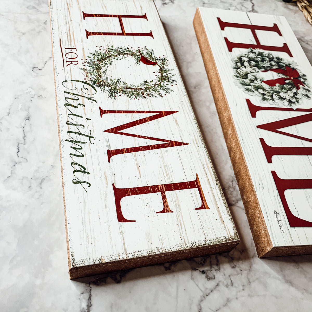 Christmas Home Sign With Wreath and Rustic Accents