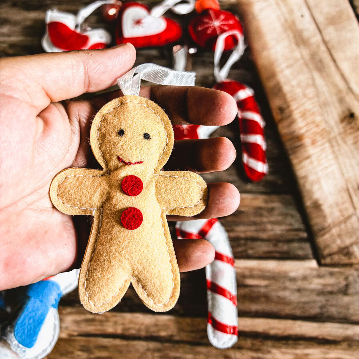 Gingerbread man ornaments handmade cotton