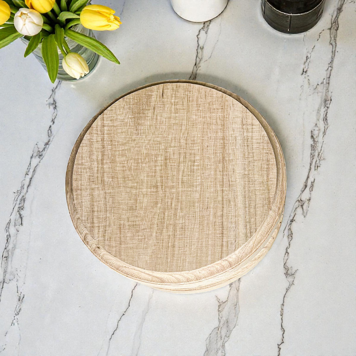 Raised organizer adds dimension
Elevated tray maximizes counter space
Wooden riser for tiered display
Pedestal tray creates visual interest in bulk
Handcrafted Paulownia wood pedestal
Sustainable wooden elevated tray