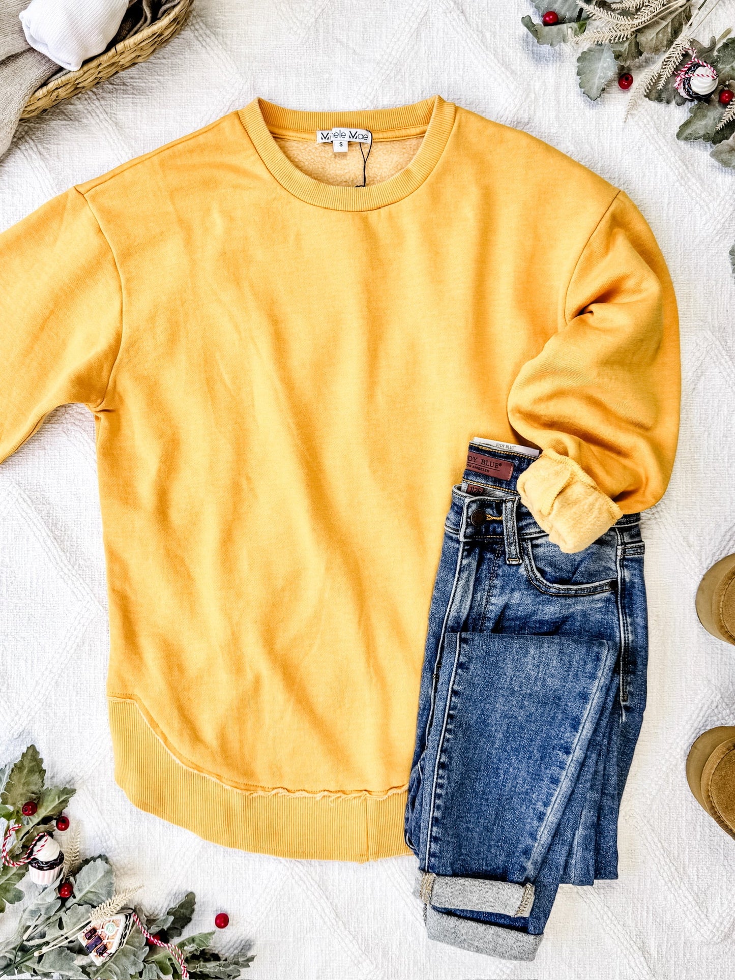 IN STOCK Vintage Wash Pullover - Mustard